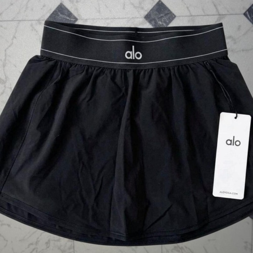 Alo Match Point Tennis Skirt Black NWT Size L